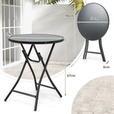 23 Inch Round Bistro Table with Tempered Glass Tabletop