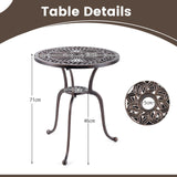 24 Inch Round Cast Aluminum Table Patio Dining Bistro Table with 2 Inch Umbrella Hole-Copper