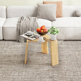 Round Coffee Table with Rubber Wood Tripod Support Frame-Natural
