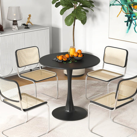31.5" Round Dining Table with Anti-Slip PP Ring-Black