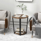 2-Tier Accent Side Table with Open Shelf-Rustic Brown