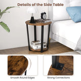 2-Tier Accent Side Table with Open Shelf-Rustic Brown