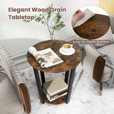 2-Tier Accent Side Table with Open Shelf-Rustic Brown