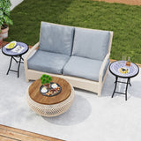 18 Inch Folding Side Table Patio Round Compact Coffee Table-Gray