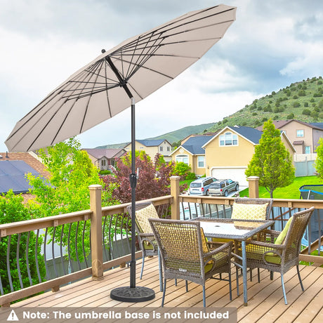 260 cm Round Patio Umbrella with 18 Fiberglass Ribs-Tan