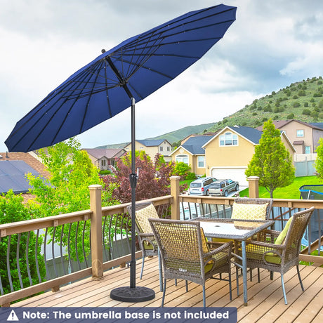 9 Feet Round Patio Umbrella with 18 Fiberglass Ribs-Navy