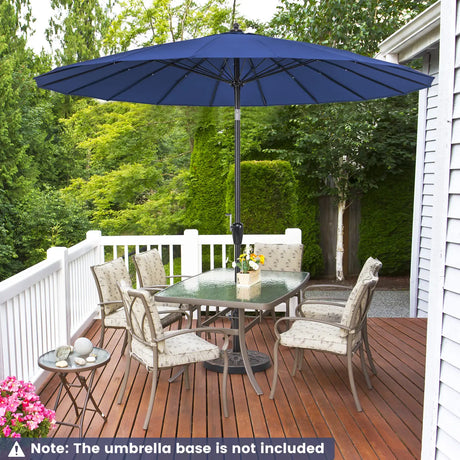 9 Feet Round Patio Umbrella with 18 Fiberglass Ribs-Navy