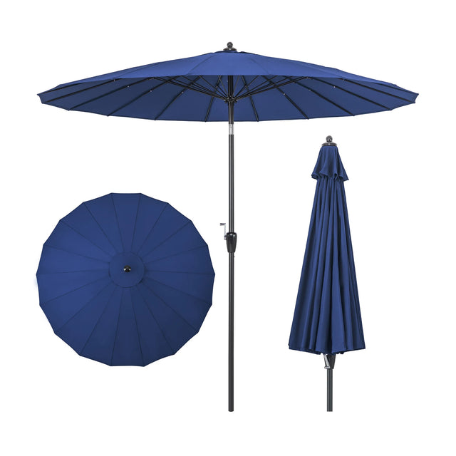 9 Feet Round Patio Umbrella with 18 Fiberglass Ribs-Navy