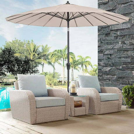 260 cm Round Patio Umbrella with 18 Fiberglass Ribs-Tan