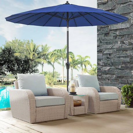 9 Feet Round Patio Umbrella with 18 Fiberglass Ribs-Navy
