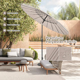 260 cm Round Patio Umbrella with 18 Fiberglass Ribs-Tan