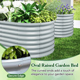 5 x 3 x 2 Feet Metal Oval Raised Garden Bed with Open Bottom Design-Gray