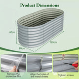 5 x 3 x 2 Feet Metal Oval Raised Garden Bed with Open Bottom Design-Gray