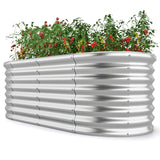 165 x 80 x 60 cm Elevated Garden Planter Round Raised Garden Bed-Silver