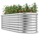165 x 80 x 60 cm Elevated Garden Planter Round Raised Garden Bed-Silver