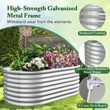 165 x 80 x 60 cm Elevated Garden Planter Round Raised Garden Bed-Silver