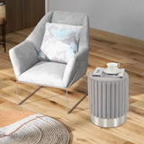 Upholstered Footrest Stool with Decorative Vertical Tufting and Heavy-duty Metal Base-Grey