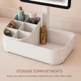 HOMCOM Makeup Mirror with Lights, Rechargeable Vanity Mirror w/ Touch Screen, 2 Lighting Modes and 180 Rotation, White