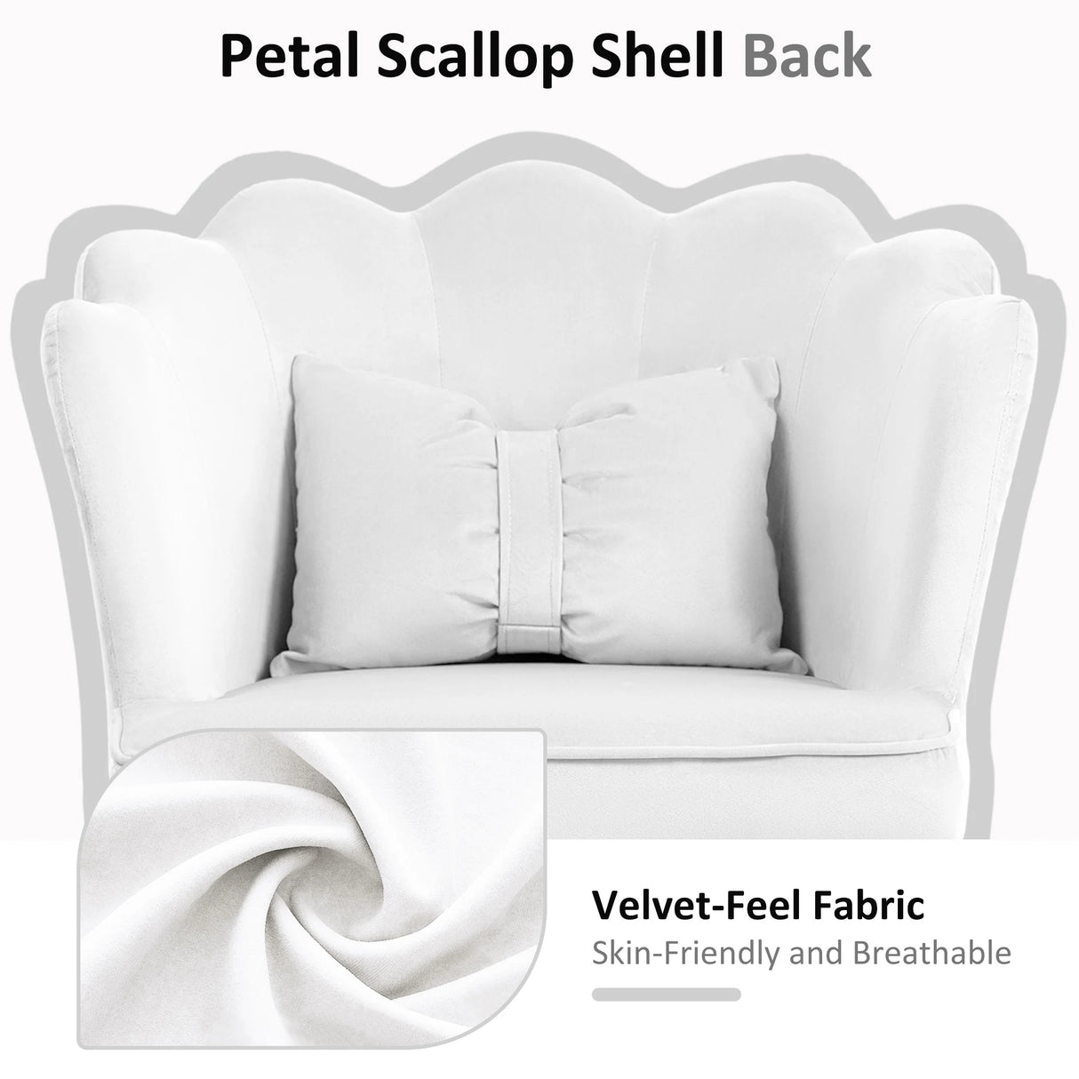 HOMCOM Velvet-Feel Petal Back Office Chair - White