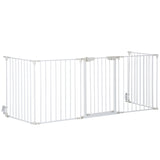 PawHut 5 Panels Pet Playpen Metal Fence w/ Walk Through Door - White