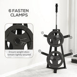 SPORTNOW Weight Tree Weight Rack for 5cm Weight Plates and Barbell Bar with 6 Fasten Clamps, 300kg Capacity