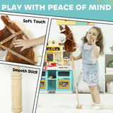 AIYAPLAY Stick Horse with Wood Wheels, Real Pony Neighing and Galloping Sounds, Grip Handle, 95 cm, Brown