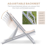 Outsunny Set of 2 Folding Garden Beach Aluminium Frame Deck Chairs Deckchairs Seaside Folding Garden Patio Lounger, Beige