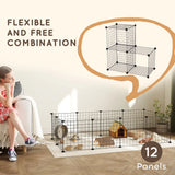 PawHut DIY Pet Playpen Metal Wire Fence 12 Panel Enclosure Indoor Outdoor Guinea Pig Bunny Small Animals Cage Black