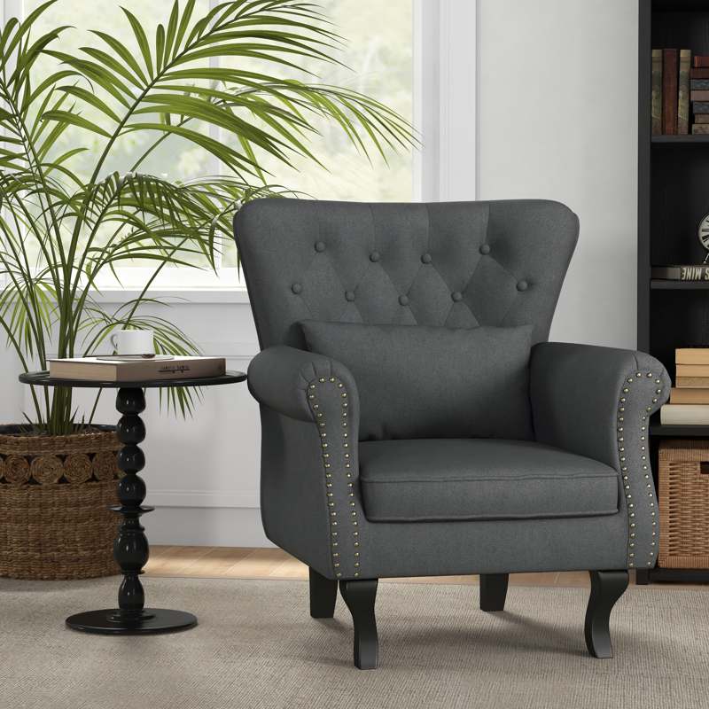 HOMCOM Chesterfield-Style Accent Chair - Grey