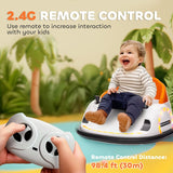 AIYAPLAY 360 Rotation Kids Bumper Car, 12V Waltzer Car with Remote Control, Dual Joysticks, Music Lights, Orange