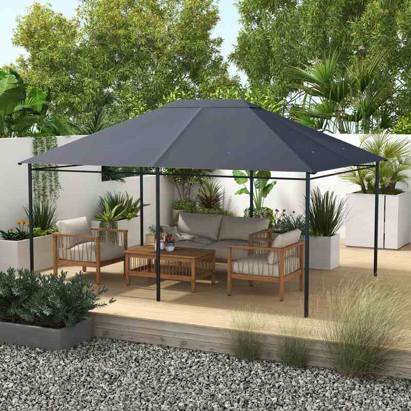 Outsunny 3 x 4m Gazebo Canopy Replacement Cover, Gazebo Roof Replacement (TOP COVER ONLY), Dark Grey