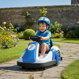 AIYAPLAY Kids Bumper Car with 360-Degree Rotation, 6V Electric Ride On Car with Music and Horn for 3-8 Years Old, Blue