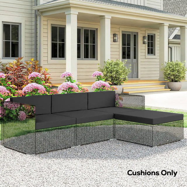 Outsunny 7-Piece Patio Furniture Cushions, Outdoor Loveseat Cushion with Removable Covers for Rattan Furniture, 60x60 cm, Black