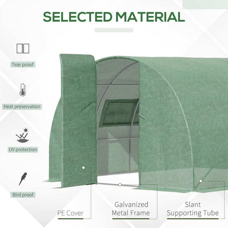 Outsunny Reinforced Walk in Polytunnel Greenhouse, 4x3x2 m