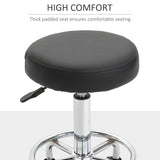 Vinsetto Round Rolling Stool, PU Leather Height Adjustable Stool Chair with Wheels and Swivel Seat for Salon, Massage, Spa, Home Kitchen, Black