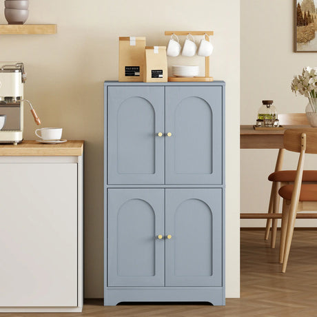 HOMCOM 4-Door Kitchen Storage Cabinet with Adjustable Shelves - Grey