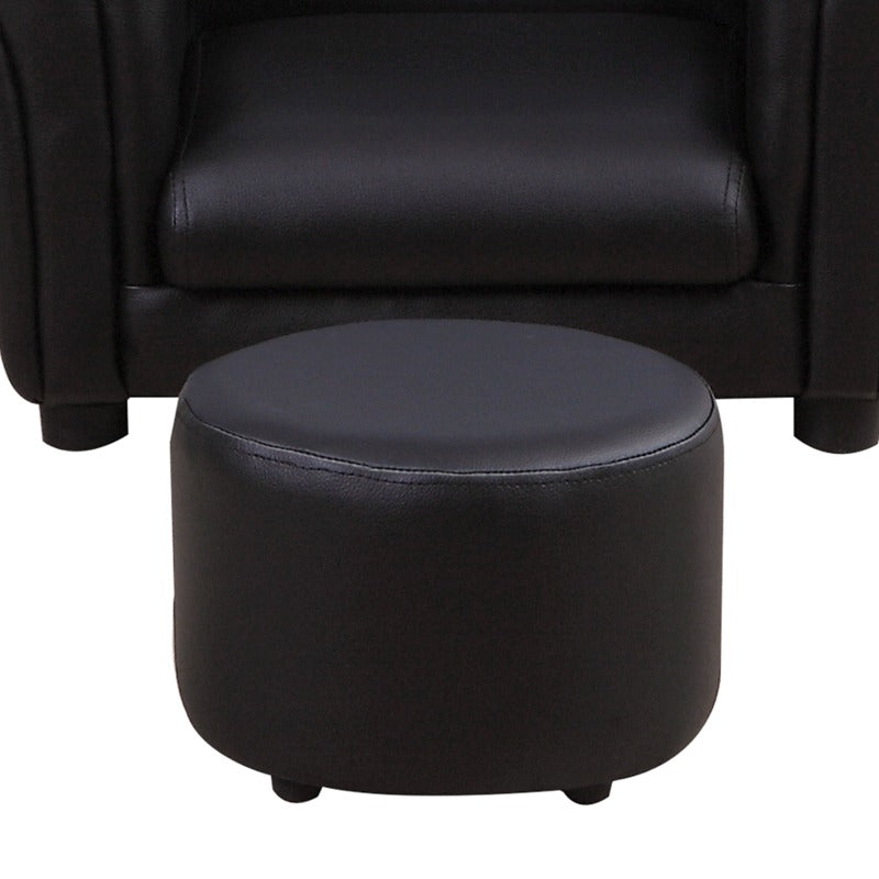 HOMCOM Toddler Chair Single Seater Kids Sofa Set, 54 x 42 x 41cm, Kids Sofa with Stool, Black