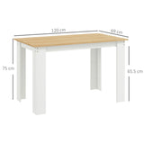 HOMCOM Dining Table for 4-6 People, Kitchen Table with Wood Effect for Dining Room, Oak and White