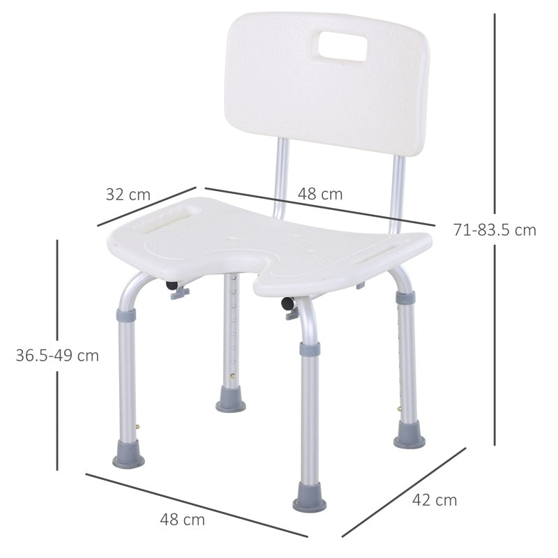 HOMCOM 8-Level Height Adjustable Bath Stool Spa Shower Chair Aluminum w/ Non-Slip Feet, Handle for the Pregnant, Old, Injured