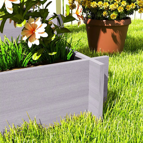 Outsunny 3 Tier Garden Planters with Trellis for Vine Climbing, Wooden Raised Beds, 95x95x110cm, Grey