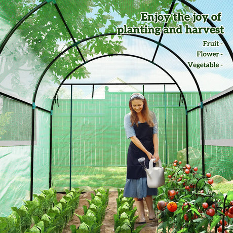Outsunny 300 x 200cm Walk-In Polytunnel Greenhouse - Green