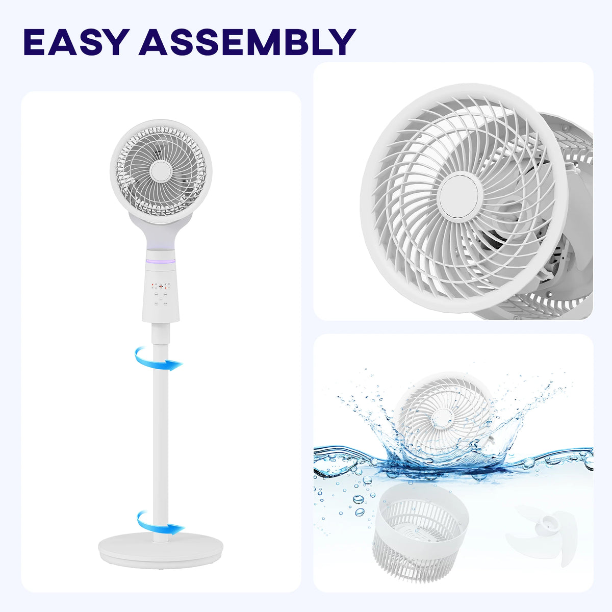 HOMCOM Pedestal Air Circulation Fan with Oscillating, Light Off, White
