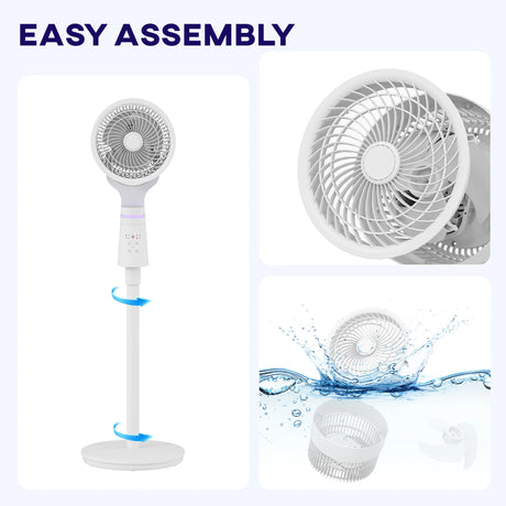 HOMCOM Pedestal Air Circulation Fan with Oscillating, Light Off, White