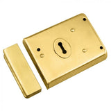 4X3" DUAL HANDED RIM DEADLOCK C/W 2 KEYS - POLISHED BRASS - EACH