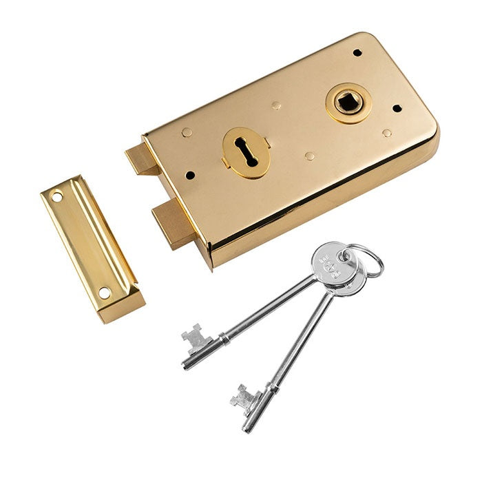 D/H RIM LOCK 5.5 X 3 - POLISHED BRASS - EACH