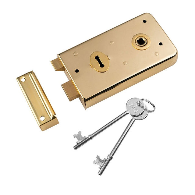 D/H RIM LOCK 5.5 X 3 - POLISHED BRASS - EACH
