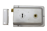 6X4" DUAL HANDED RIM LOCK C/W 2 KEYS - SATIN CHROME - EACH