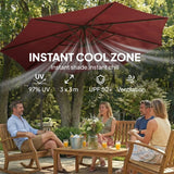 Outsunny 3 m Overhanging Cantilever Parasol, with Cross Base - Wine Red