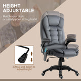 Vinsetto Massage Recliner Chair Heated Office Chair with Six Massage Points Velvet-Feel Fabric 360 Swivel Wheels Grey