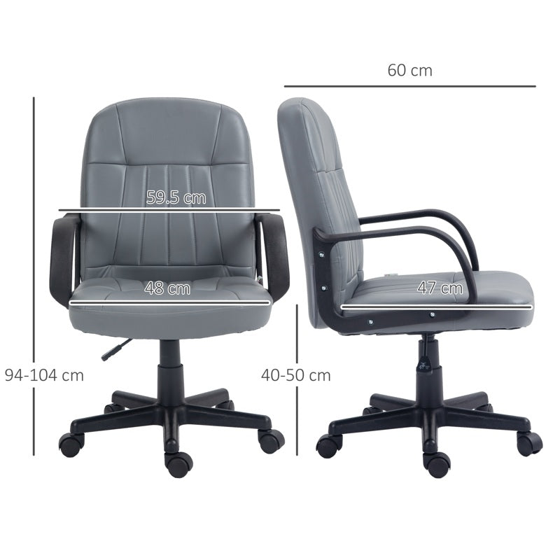 HOMCOM Swivel Executive Office Chair PU Leather Computer Desk Chair Office Furniture Gaming Seater - Grey